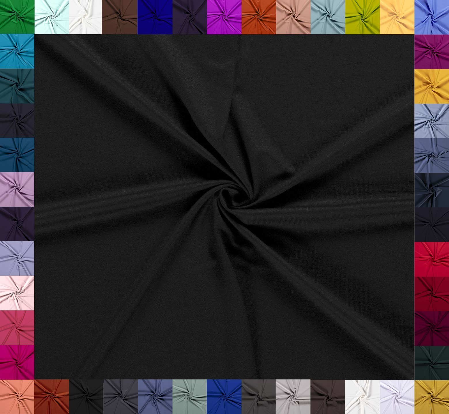 maDDma Stoff 0,5m hautfreundlicher Baumwoll-Jersey uni Meterware in tollen Farben, schwarz