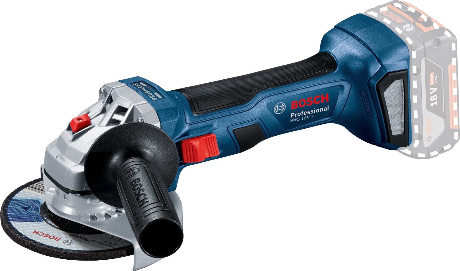 Bosch Professional Akku-Winkelschleifer GWS 18V-7 Professional, kompakt und handlich, ohne Akku und Ladegerät