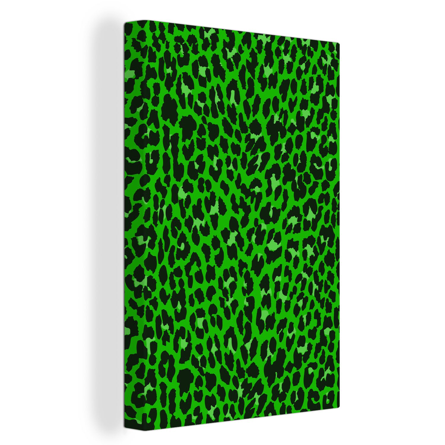 OneMillionCanvasses® Leinwandbild Leopard - Muster - Grün, (1 St), Leinwandbild fertig bespannt inkl. Zackenaufhänger, Gemälde, 20x30 cm