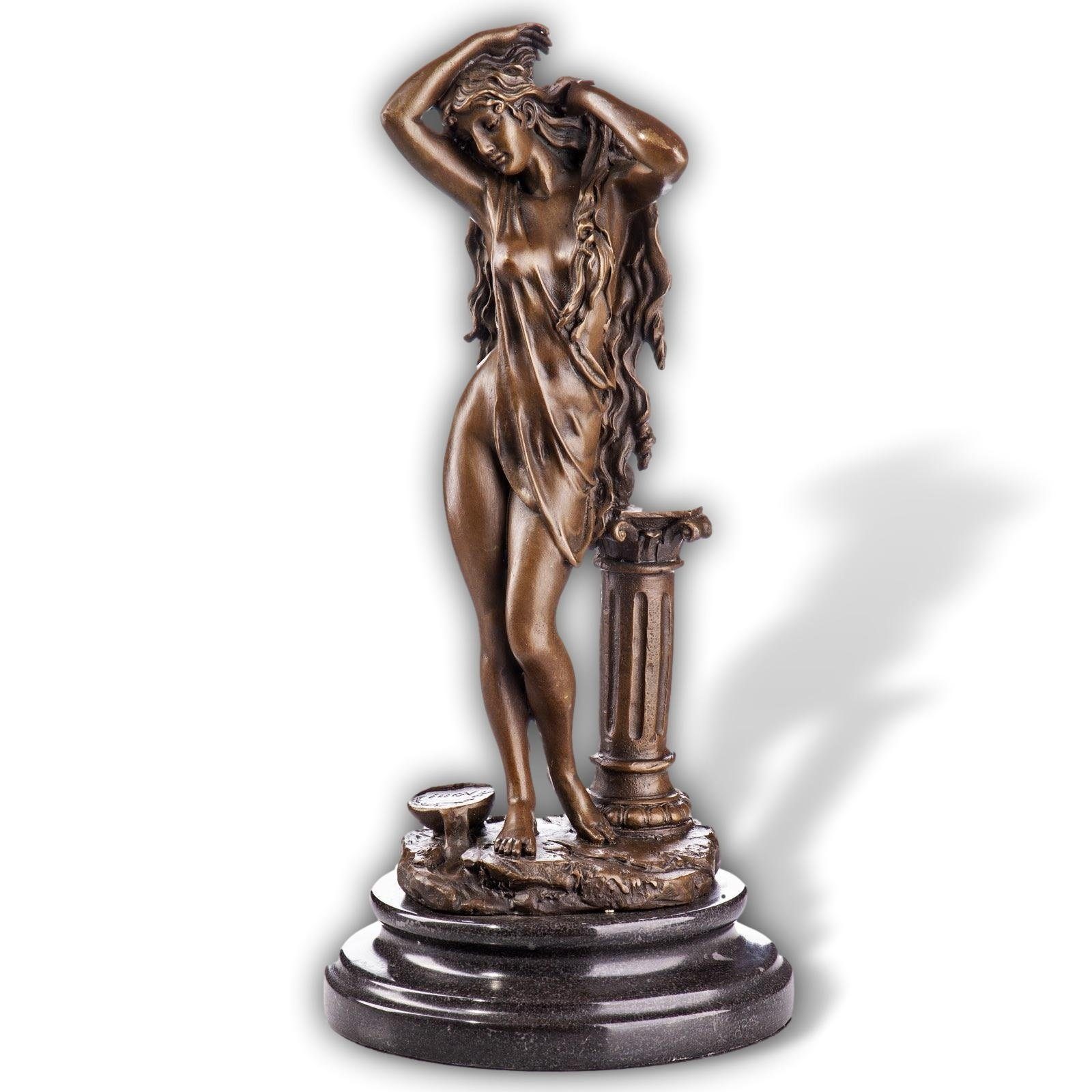 Erotik Aubaho badende Figur Antik-Stil Skulptur 32cm Bronze Statue Skulptur Dame Akt