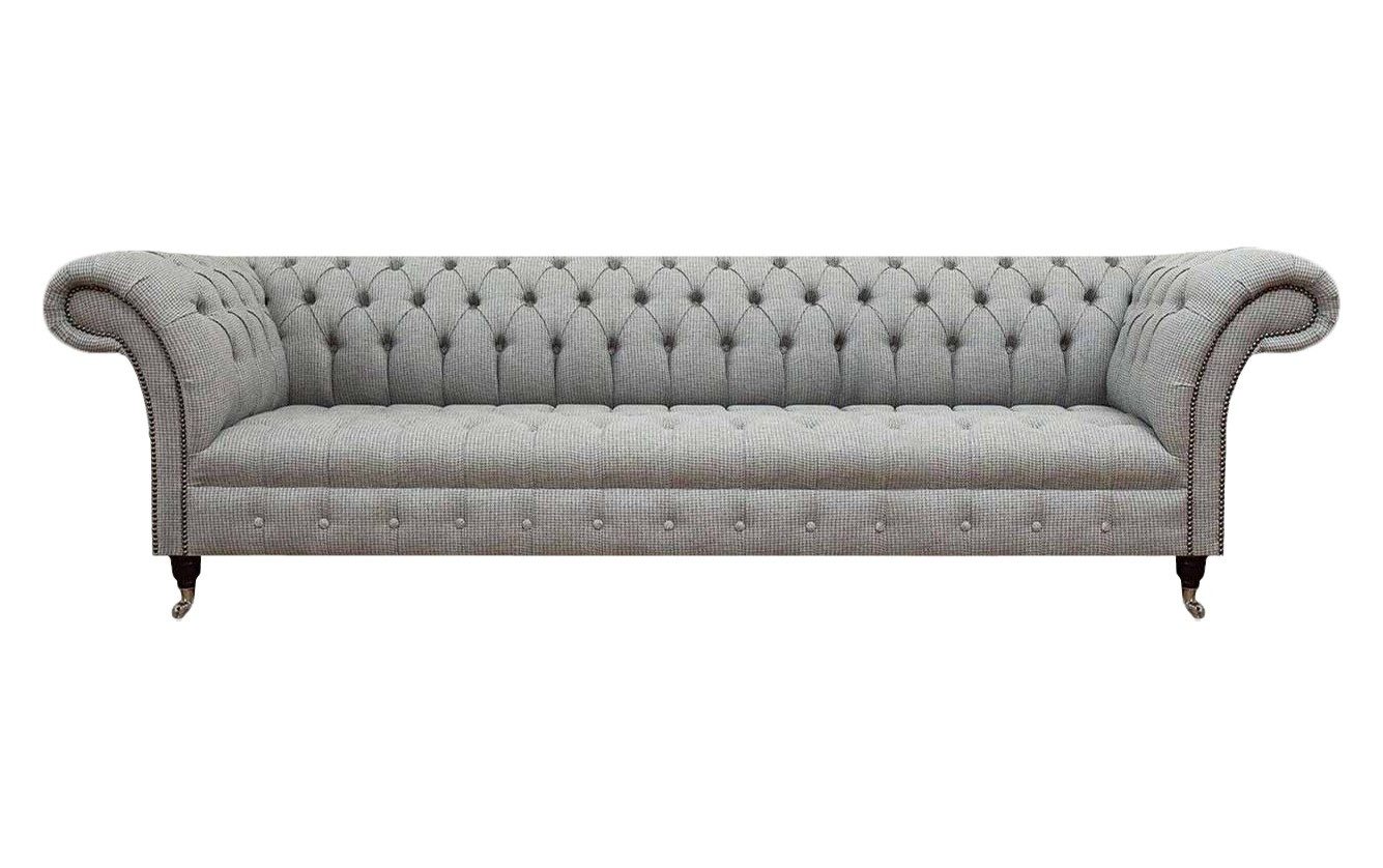 Chesterfield-Sofa Elegantes Chesterfield Sofa in Grau mit hochwertiger Polsterung