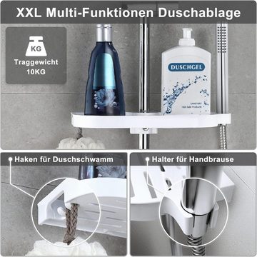 Görbach Duschsystem Regendusche Duschset, Höhe 150 cm, 1 Strahlart(en), mit Ablage Chrom ohne Duscharmatur (D30)