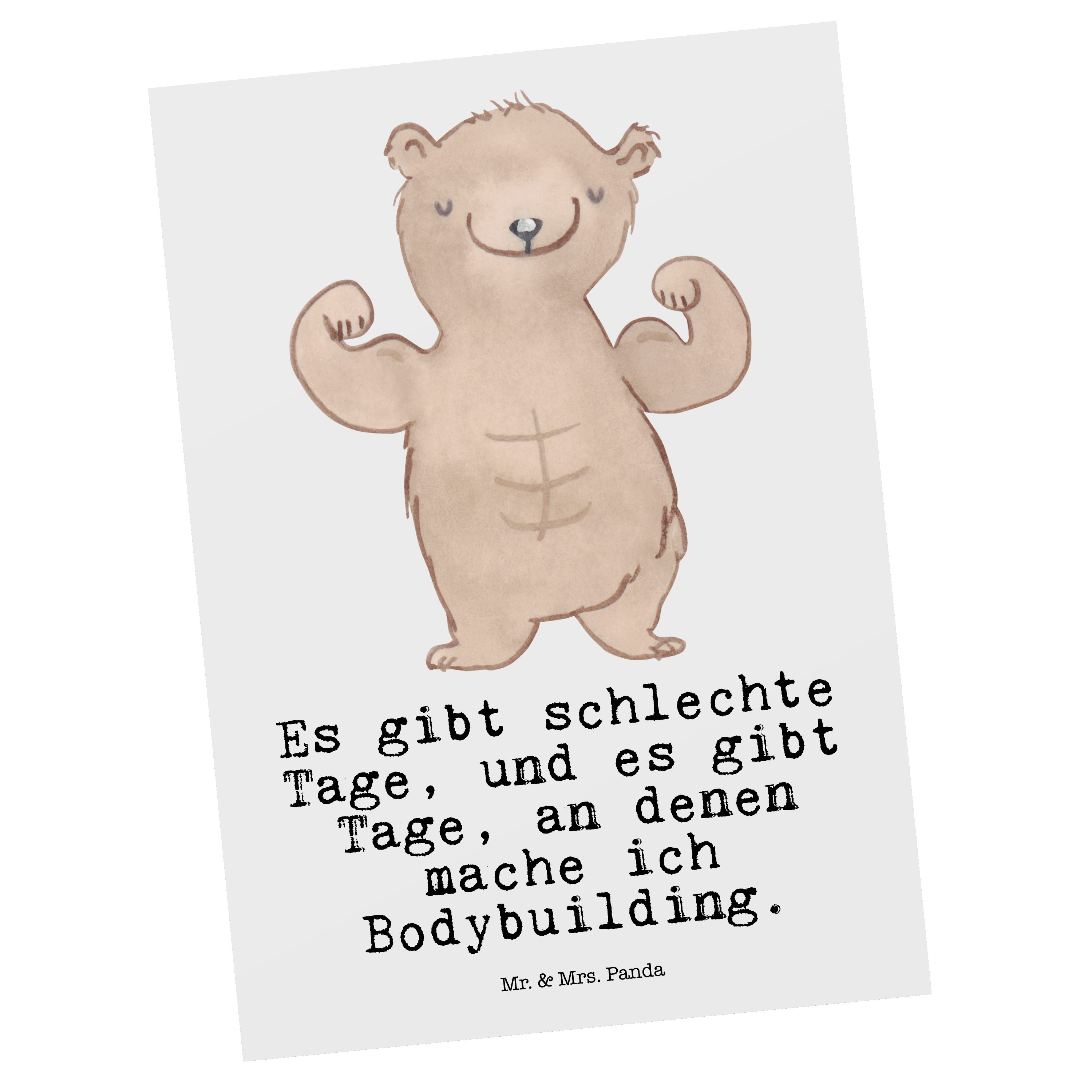 Mr. & Mrs. Panda Postkarte Bär Bodybuilding Tage - Weiß - Geschenk, Einladungskarte, Muskelmasse