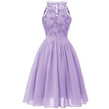 BlauWave A-Linien-Kleid Rückenfreies A-Linien-Kleid mit floraler Spitze für Damen (1-tlg) Cocktailpartykleid