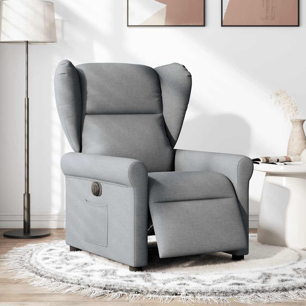 vidaXL Sessel Relaxsessel Elektrisch Hellgrau Stoff günstig online kaufen