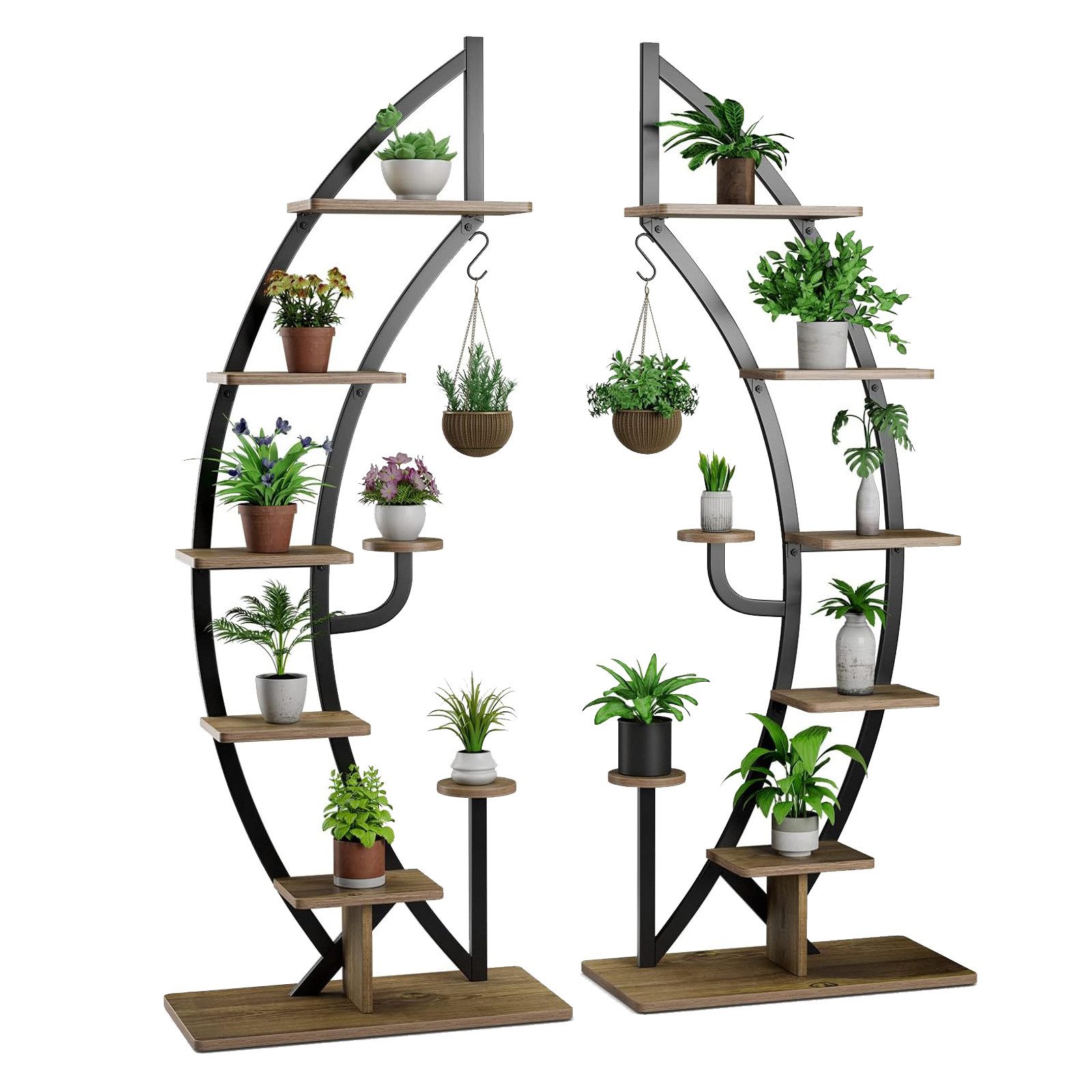 COSTWAY Blumenständer (2 St), 6-stufig, mit 2 Ablagen, Haken & Kippschutz günstig online kaufen