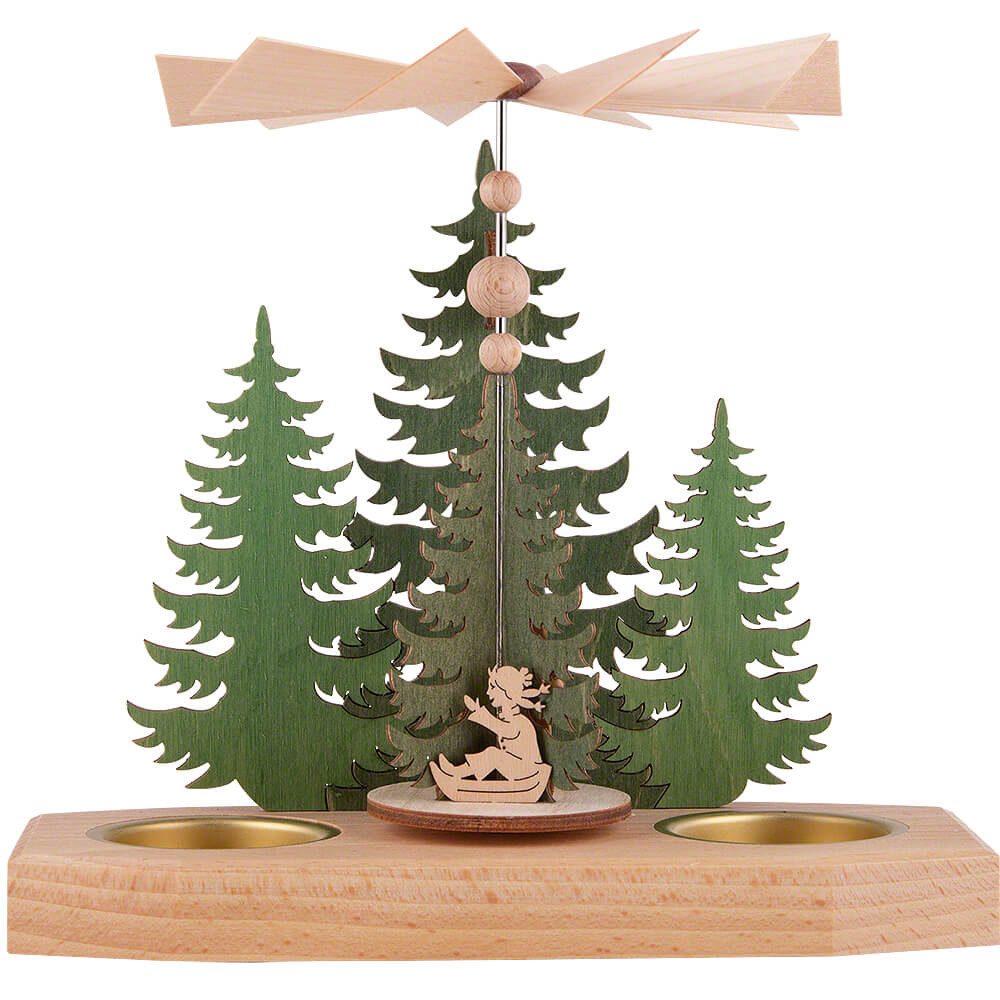 Erzgebirge-Palast Weihnachtspyramide 1-stöckige Pyramide Tannen - Winterkinder (16,5cm) von Kreißl