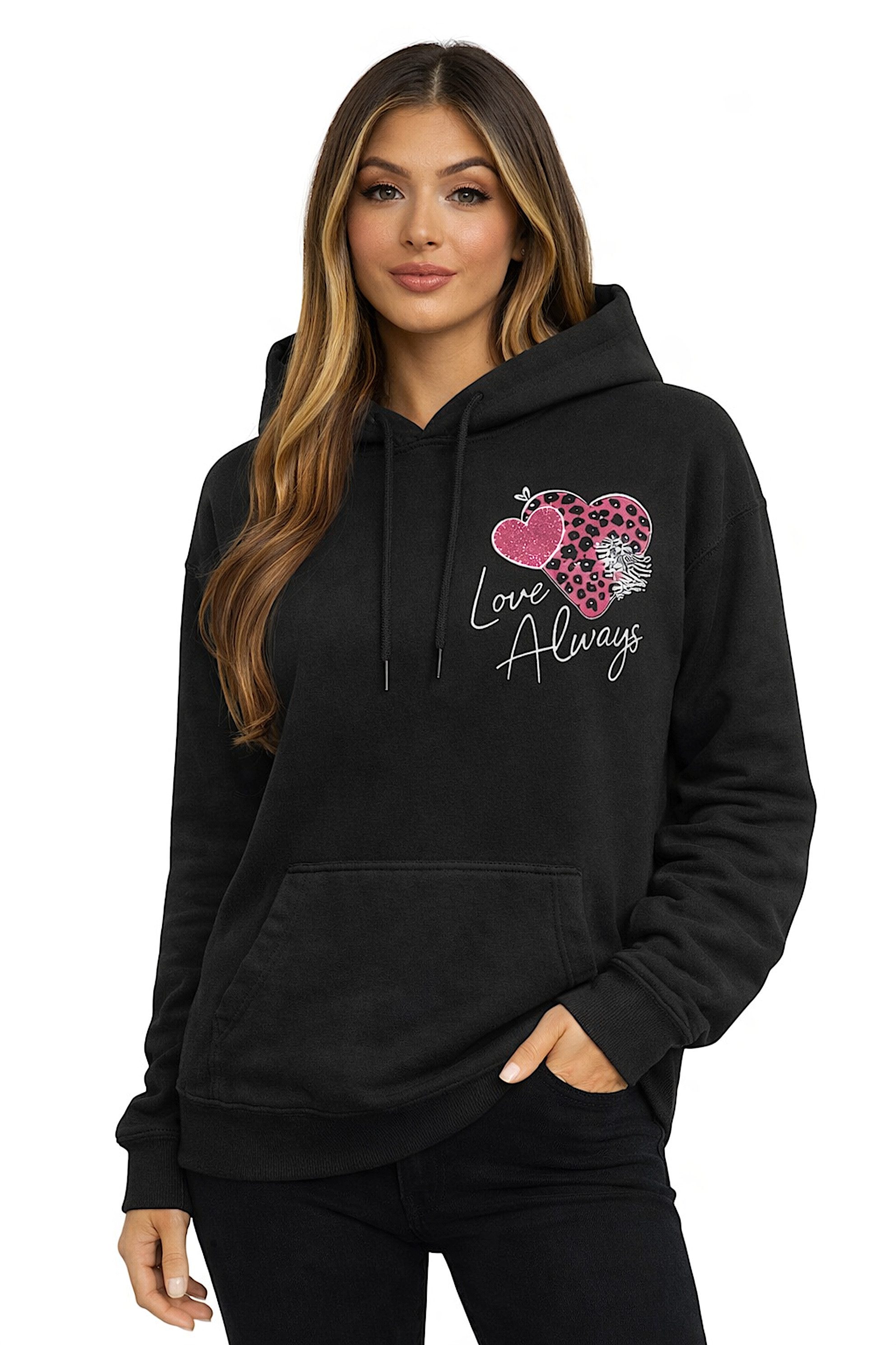 Worldclassca Hoodie Worldclassca Oversized Hoodie "LOVE ALWAYS" Kapuzenpullover Sweatshirt Neue Kollektion - Stilvolle und gemütliche Casual Mode für Damen