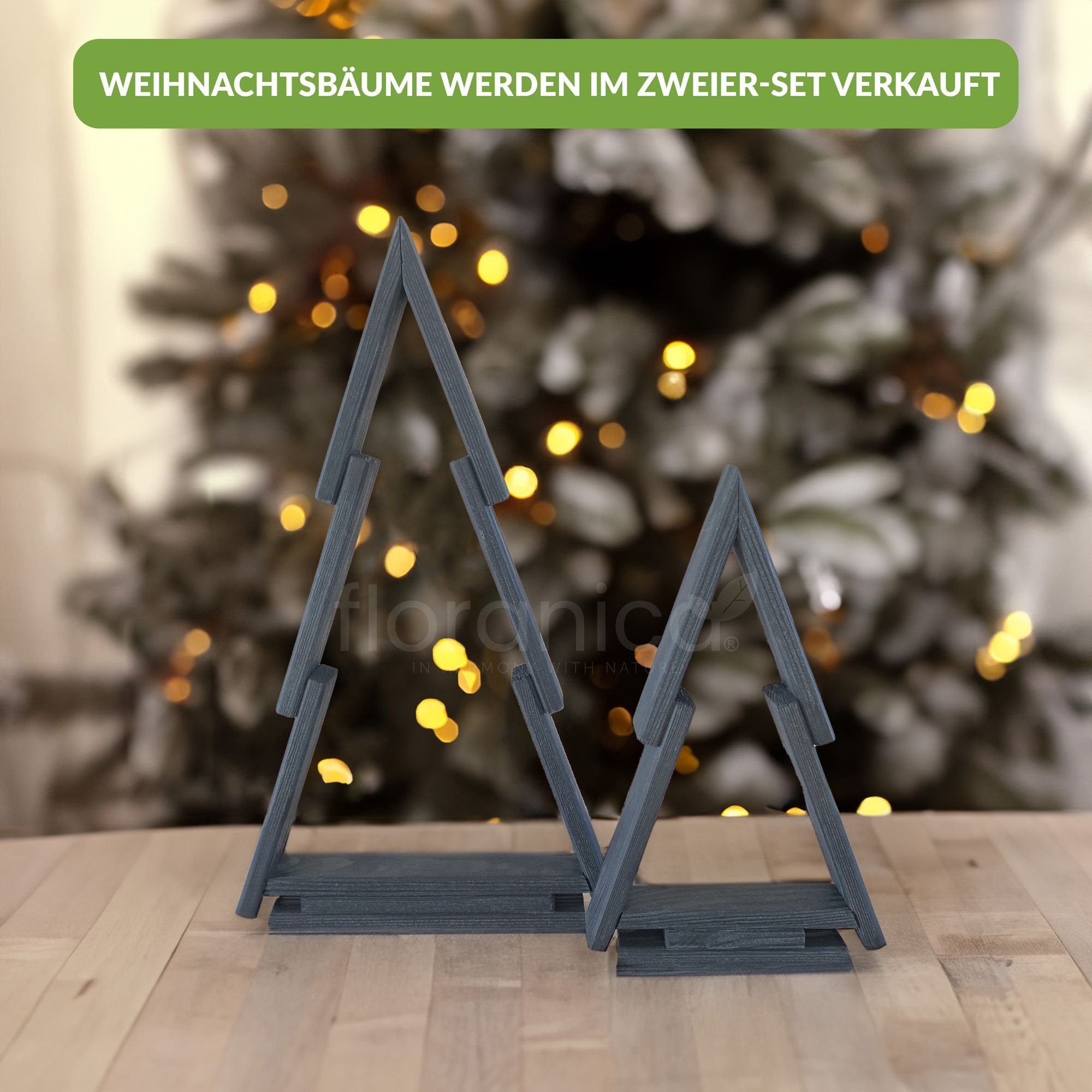 Floranica Hängedekoration Weihnachtsdeko Weihnachtsbaum Anthrazit St), Kiefernholz Farbe: (2