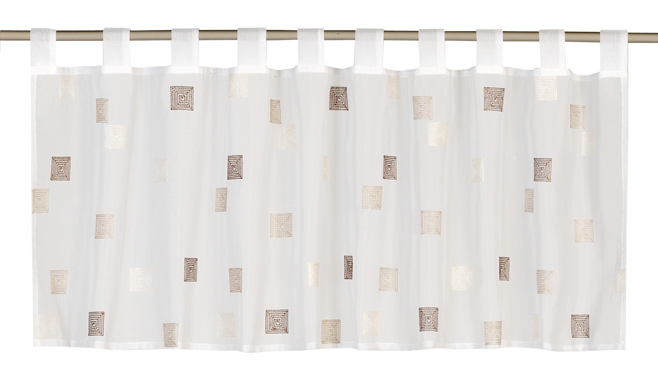 ELBERSDRUCKE Scheibengardine Bistrogardine Quadro transparent weiß-braun 48 günstig online kaufen