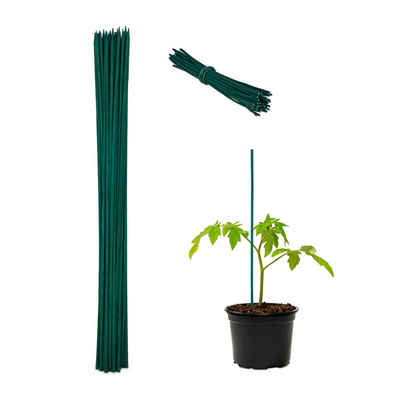 relaxdays Rankhilfe Grüner Pflanzenstab 60 cm im 50er Set