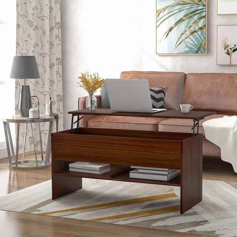 SOFTWEARY Couchtisch mit höhenverstellbarer Tischplatte, 105/45/50 cm, Wohnzimmertisch mit Schreibtisch Funktion, Sofatisch, Beistelltisch, Kaffeetisch
