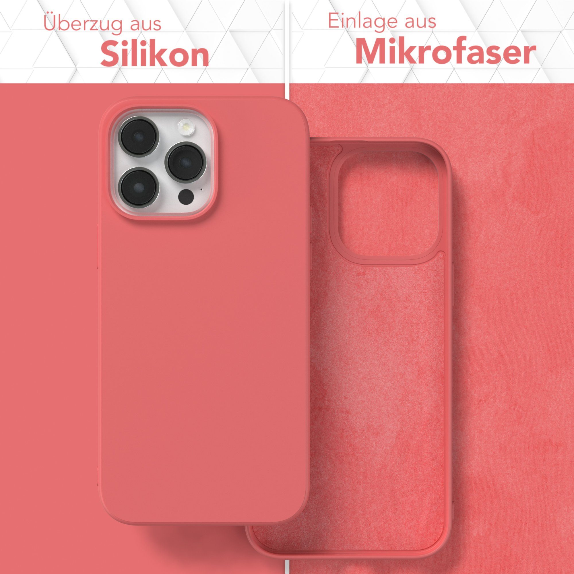 EAZY CASE Handyhülle für Apple iPhone 14 Pro Max Hülle Silikon 6,7 Zoll, Schutzhülle mit Kameraschutz stoßfest telefonhülle Matt Rot / Hellrot
