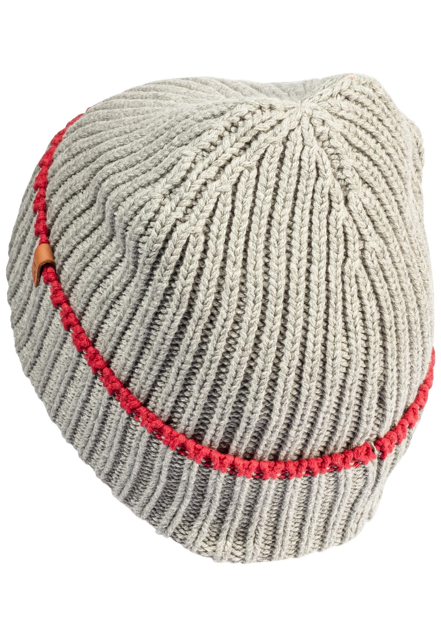 Beanie camel active Grau mit Kontraststreifen