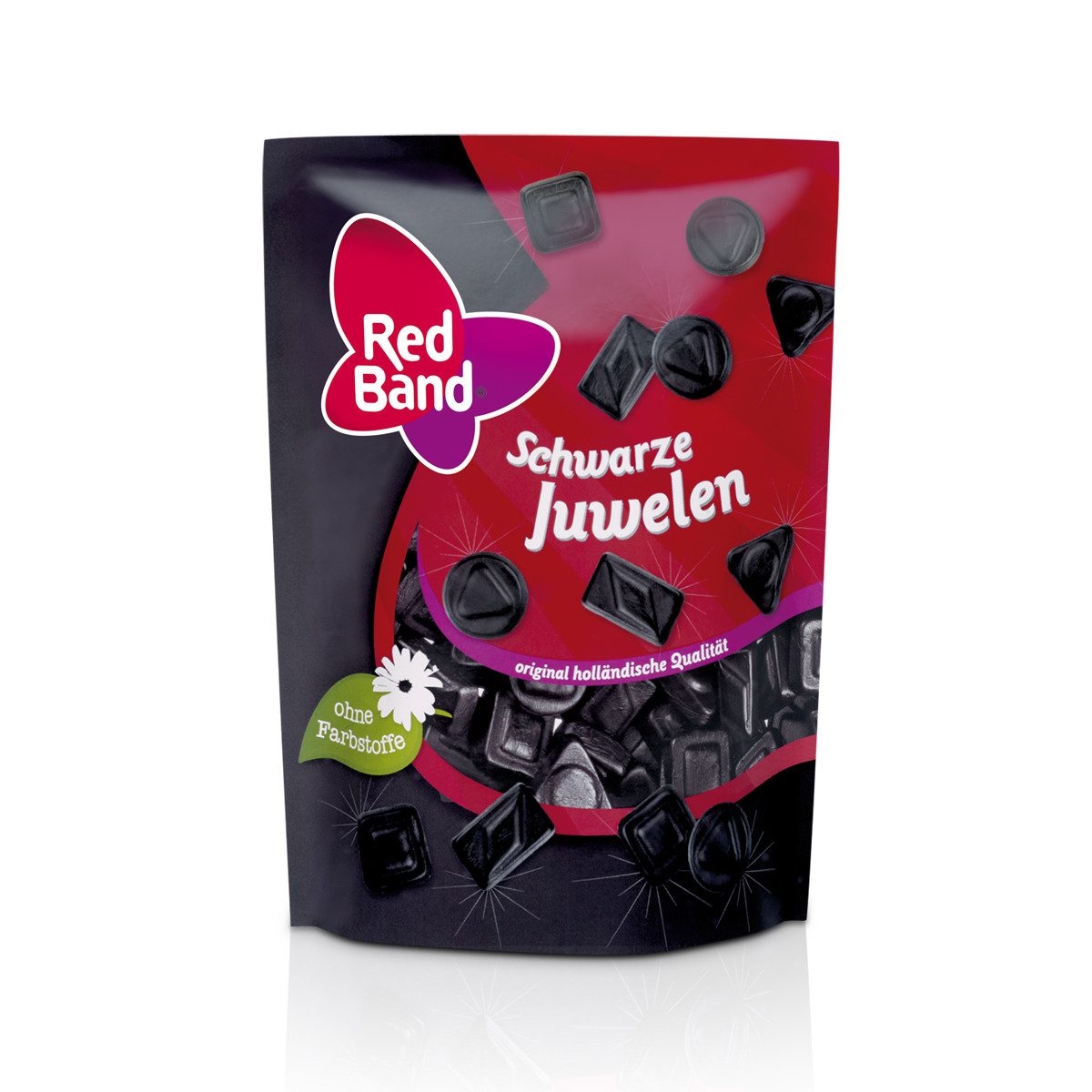 Red Band Süßigkeit, Red Band Schwarze Juwelen Starklakritz Premium Stehbeutel 200g