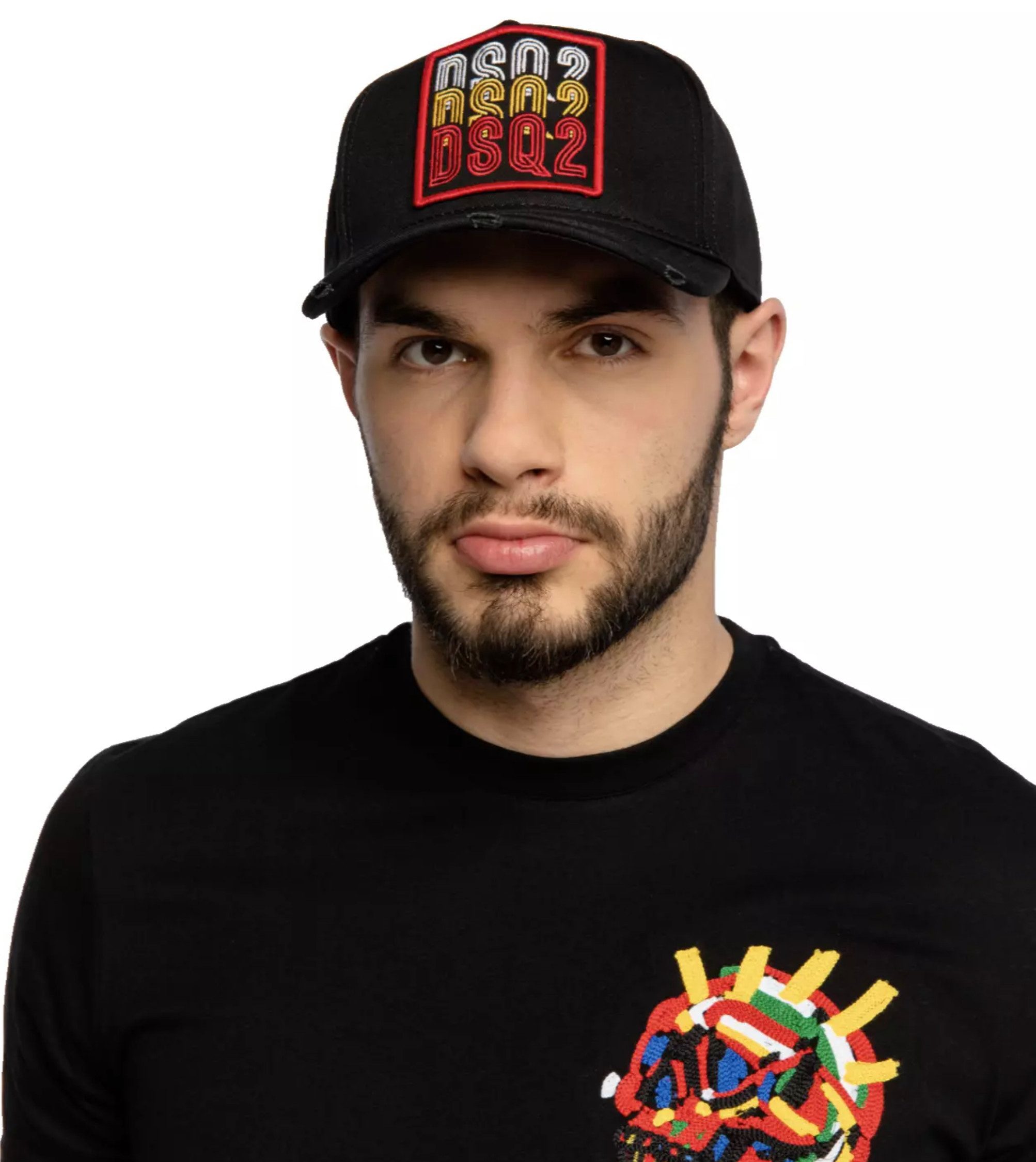 Dsquared2 Baseball Cap Basebalkappe Multi Logo Baseballcap Kappe Schwarz Streetwear trifft auf Luxusmode-ideal für Individualisten.