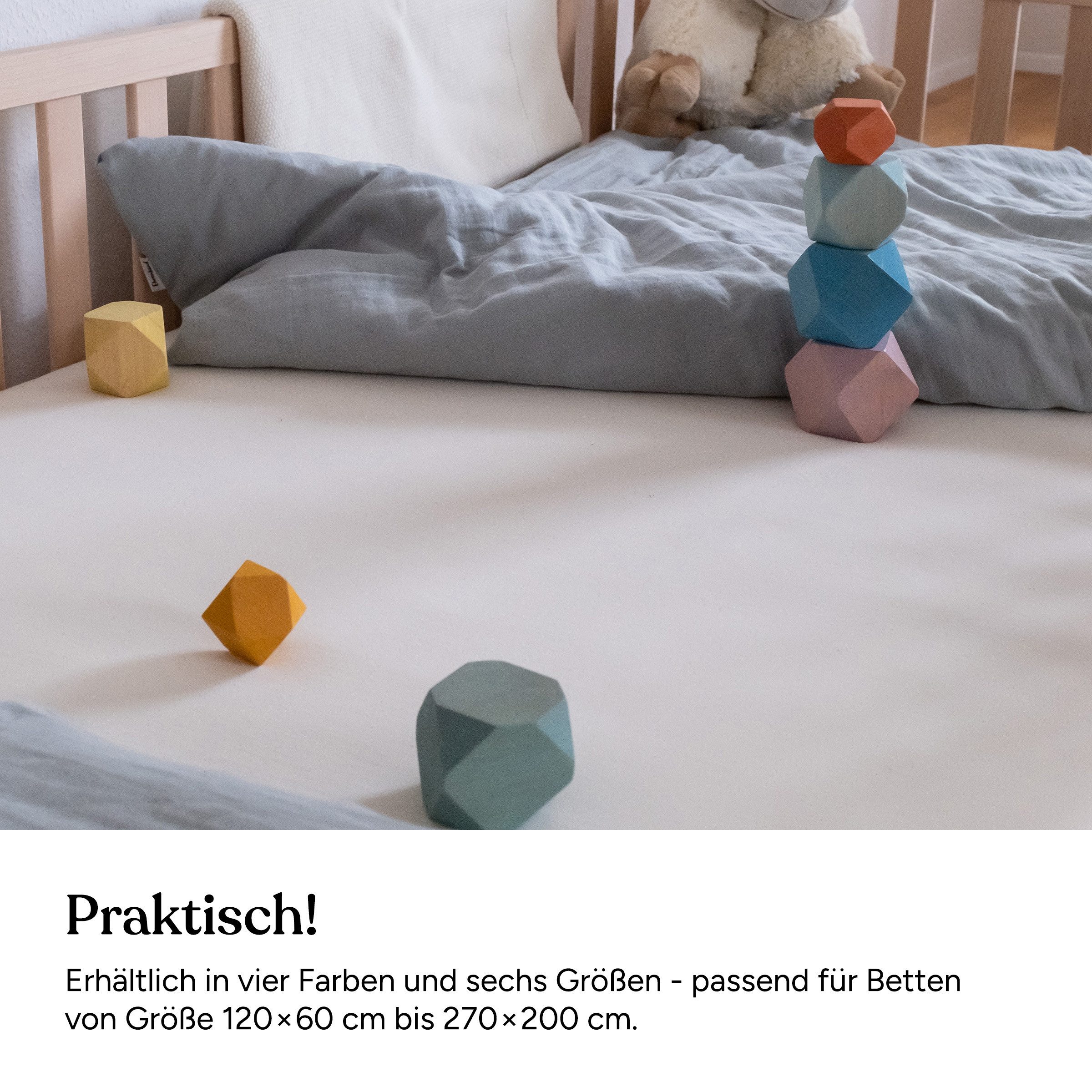 Ehrenkind Spannbettlaken für Babybett & Kinderbett, 100% Bio-Baumwolle, atmungsaktiv, Spannbettlaken 90x200cm, Bettlaken 90x200