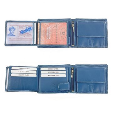 L&B Geldbörse Rindsleder Portemonnaie, integrierter RFID-Schutz >2339< Geldbeutel, Druckknopffach & Reißverschlussfach