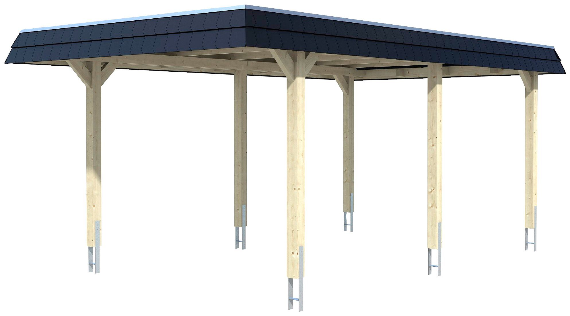 cm, Skanholz 206 Wendland, mit Flachdach-Carport, cm Einfahrtshöhe, 362x628 Einzelcarport Aluminium-Dachplatten BxT:
