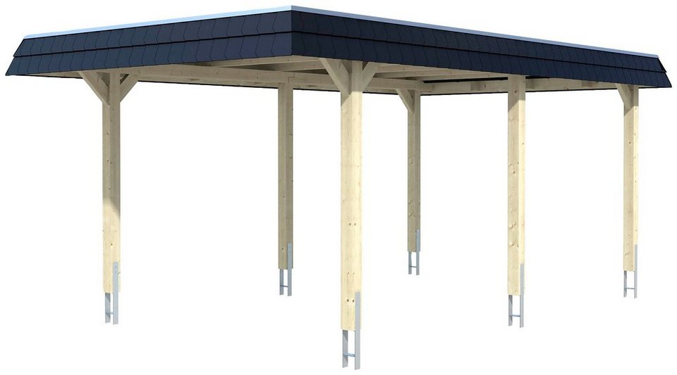Skanholz Einzelcarport Wendland, BxT: 362x628 cm, 206 cm Einfahrtshöhe,  Flachdach-Carport, mit Aluminium-Dachplatten