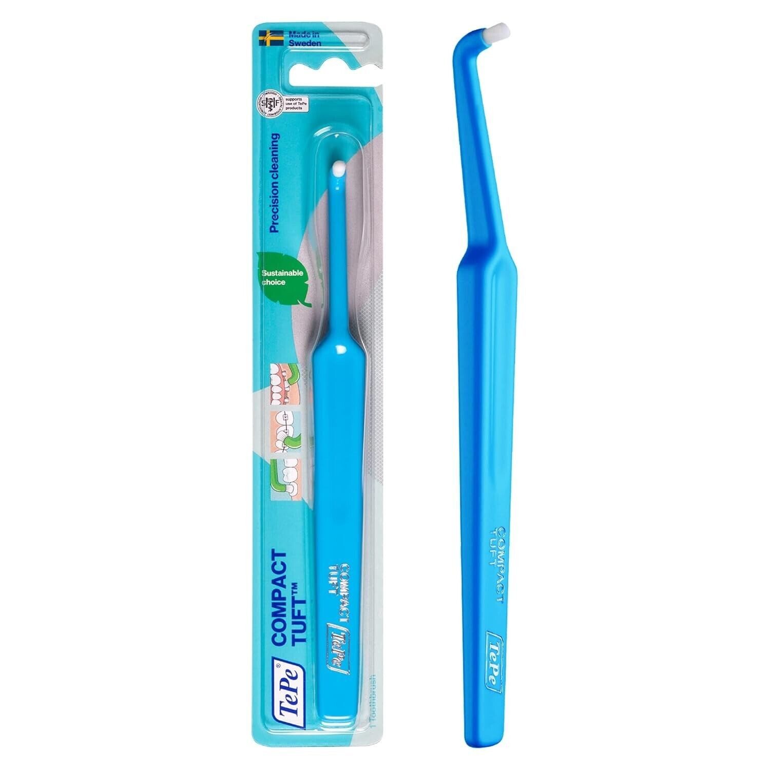 TePe Zahnbürste TePe Compact Tuft Einbüschelbürste, Spezialbürste, 5 Stück, Abgewinkelter Kopf