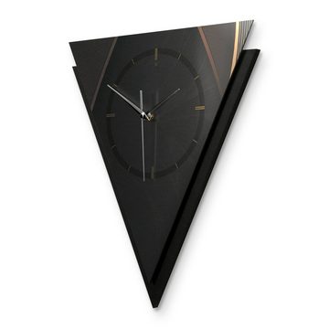 Kreative Feder Wanduhr Dreieckige 3D Designer-Wanduhr „Dark Elegance“ im Metallic-Look (ohne Ticken; Funk- oder Quarzuhrwerk; elegant, außergewöhnlich, modern)