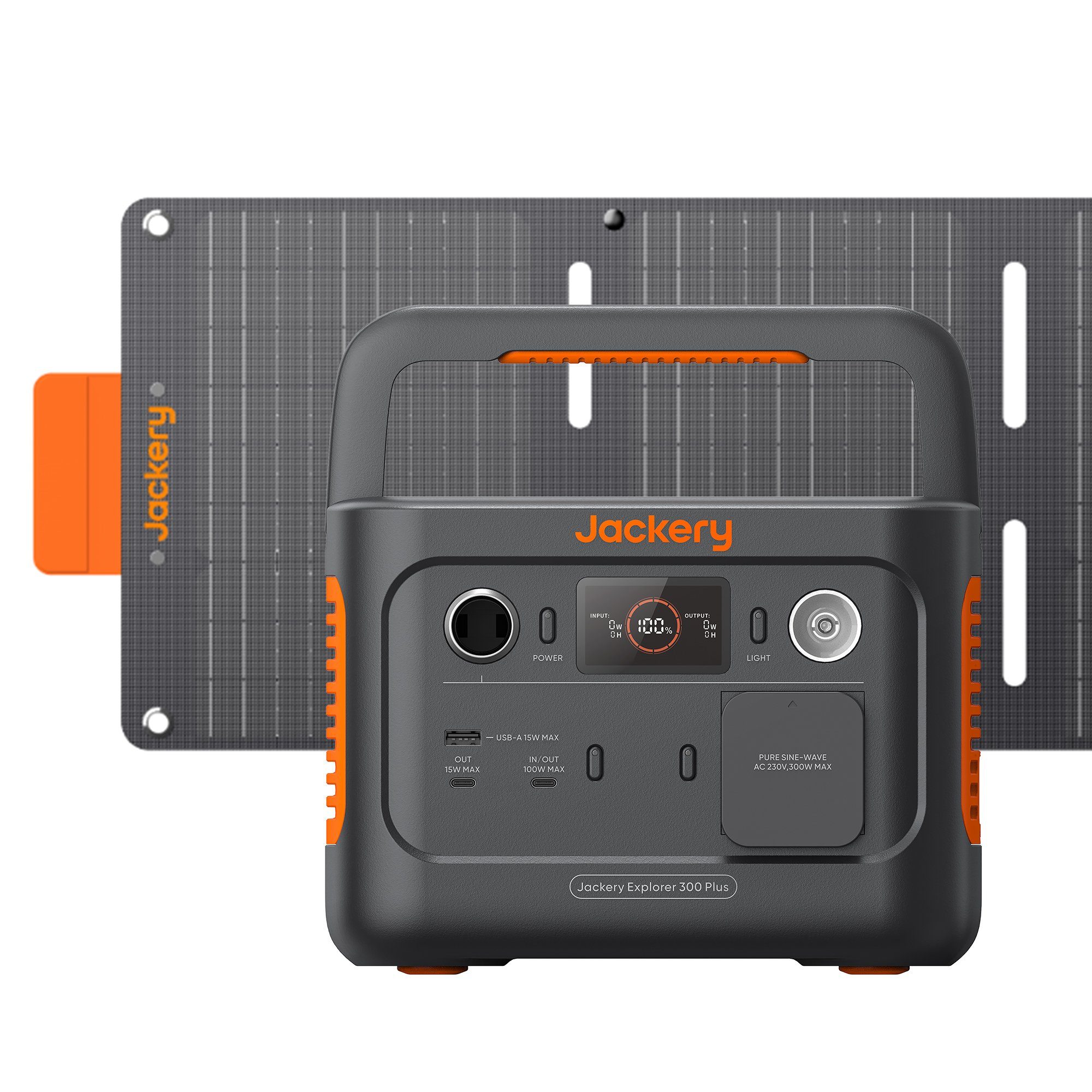 Jackery Stromgenerator Solargenerator 300 Plus 40W Mini, 0,60 in kW, (2-tlg), 288Wh tragbare Powerstation mit 40W Mini Solarpanel für Outdoor