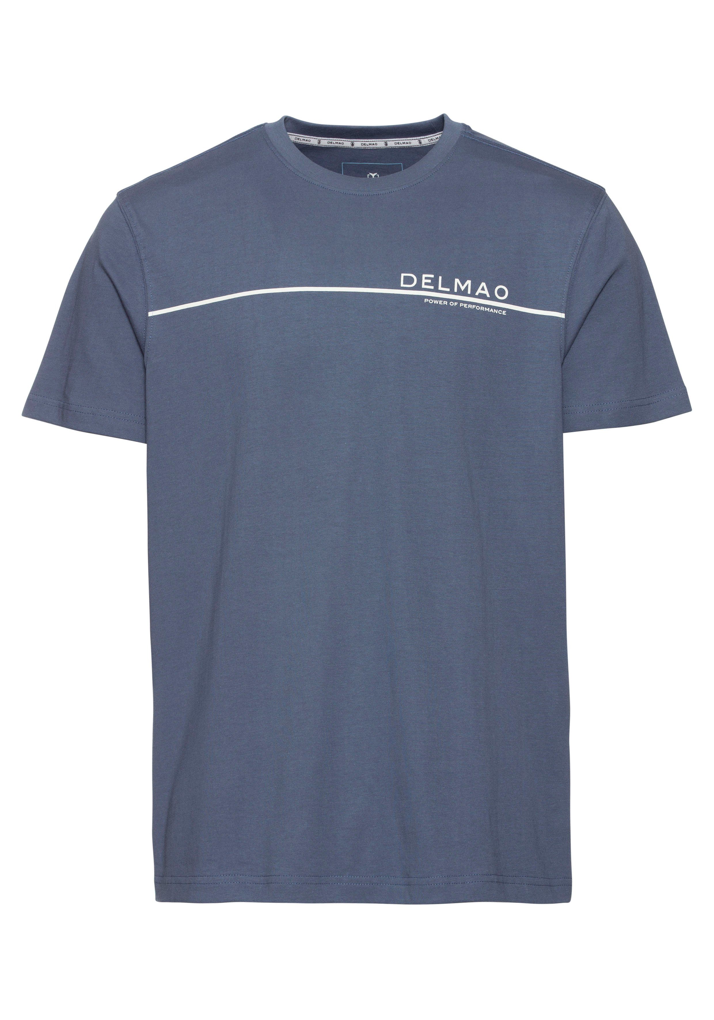 DELMAO T-Shirt mit modischem indigo NEUE Brustprint MARKE! blau 