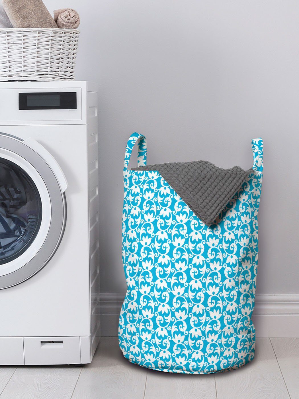 Abakuhaus Wäschesäckchen Wäschekorb mit Griffen Kordelzugverschluss Waschsalons, inspiriert Simplistic Abstrakt für Floral
