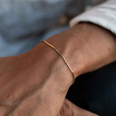 Made by Nami Edelstahlarmband Silber oder Gold Armband Edelstahl Minimalistisches Armband Herren, Filigrane Armkette Cuban Link Chain