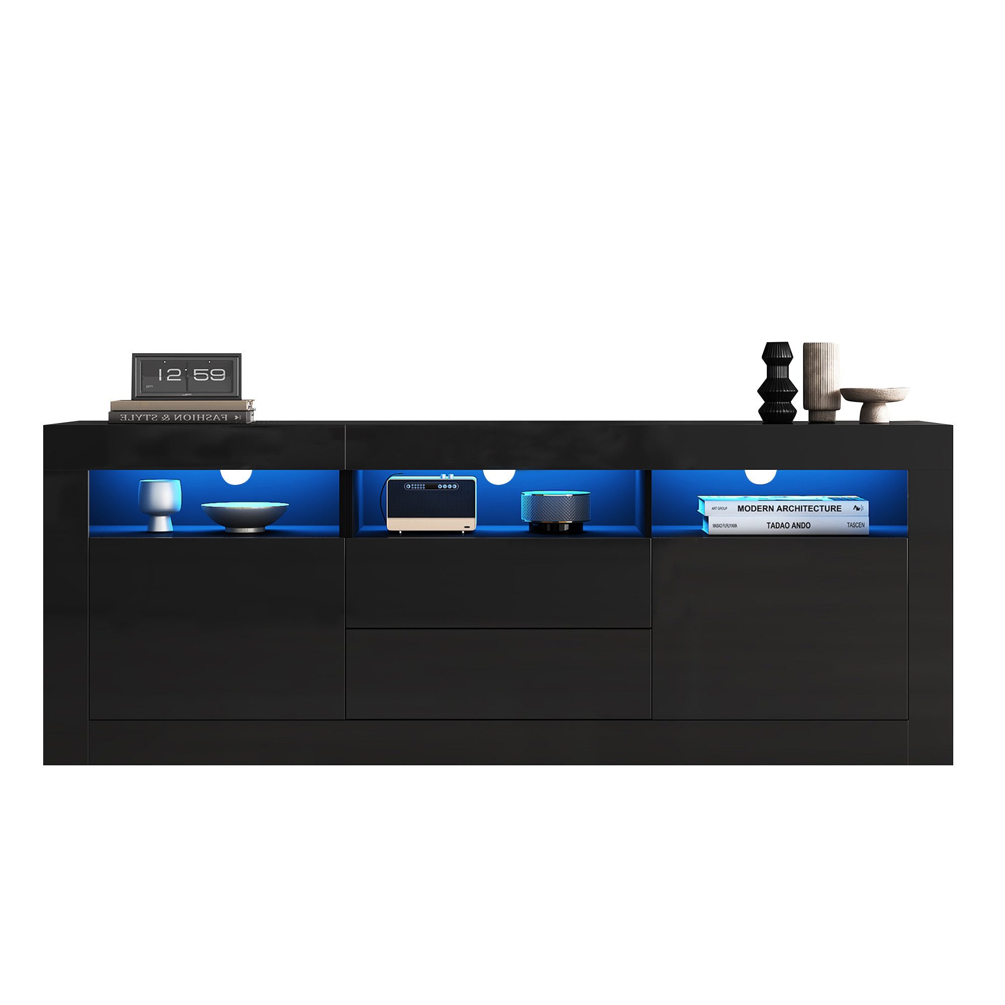 REDOM Lowboard Moderner Hochglanz-TV-Schrank mit LED-Beleuchtung günstig online kaufen