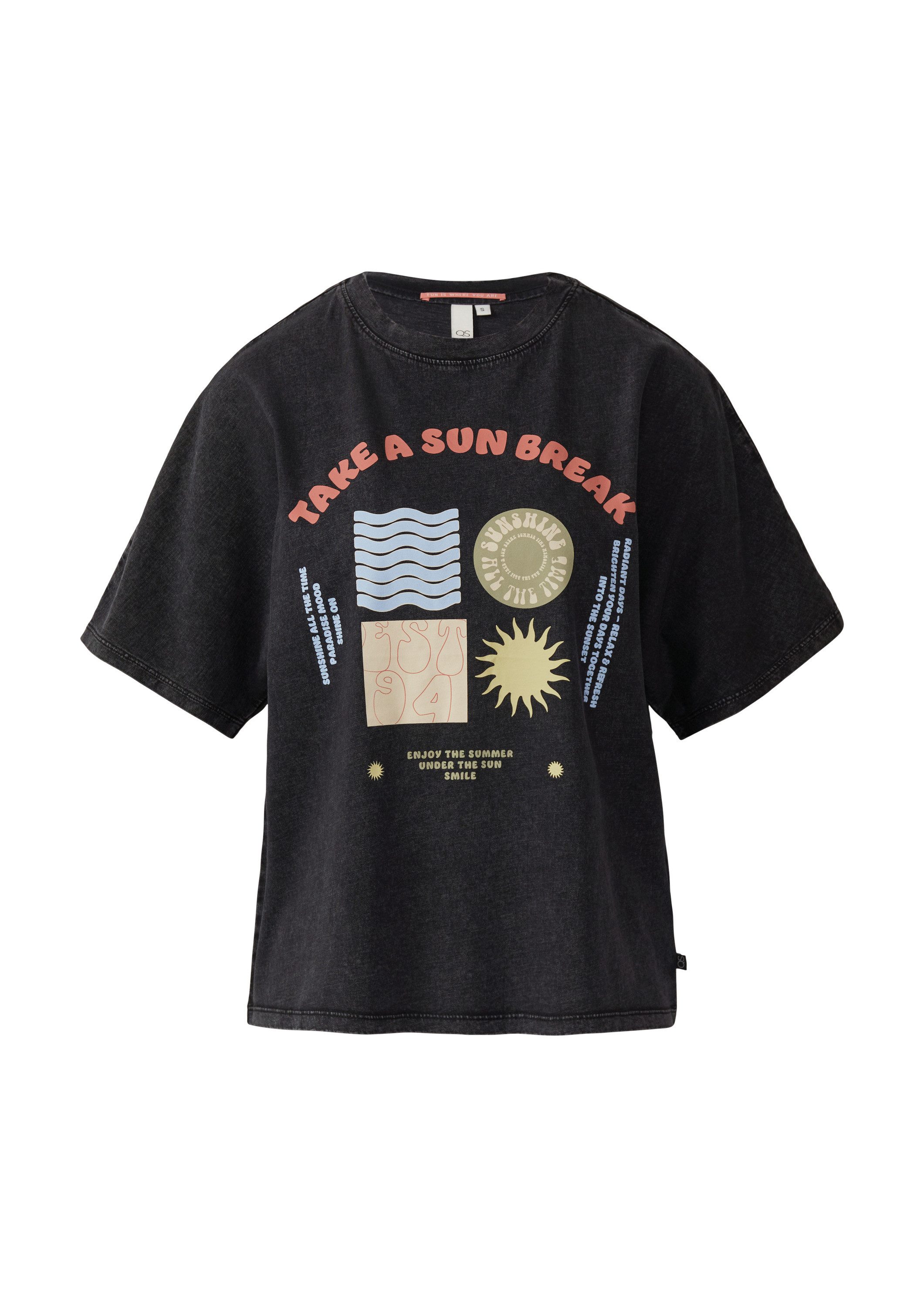 QS Kurzarmshirt T-Shirt Gewaschenes T-Shirt mit günstig online kaufen