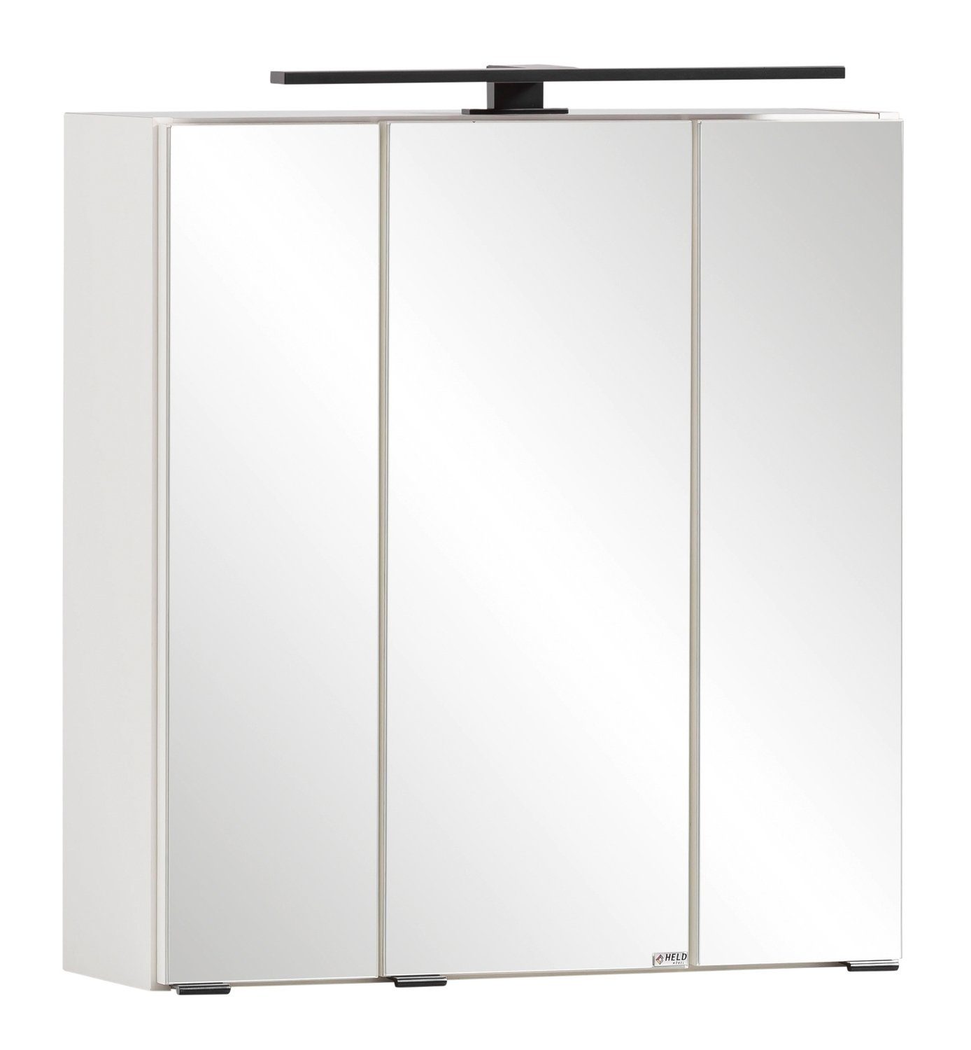 HELD MÖBEL Spiegelschrank MERAN, Weiß, B 60 cm x H 64 cm, mit LED-Aufsatzleuchte