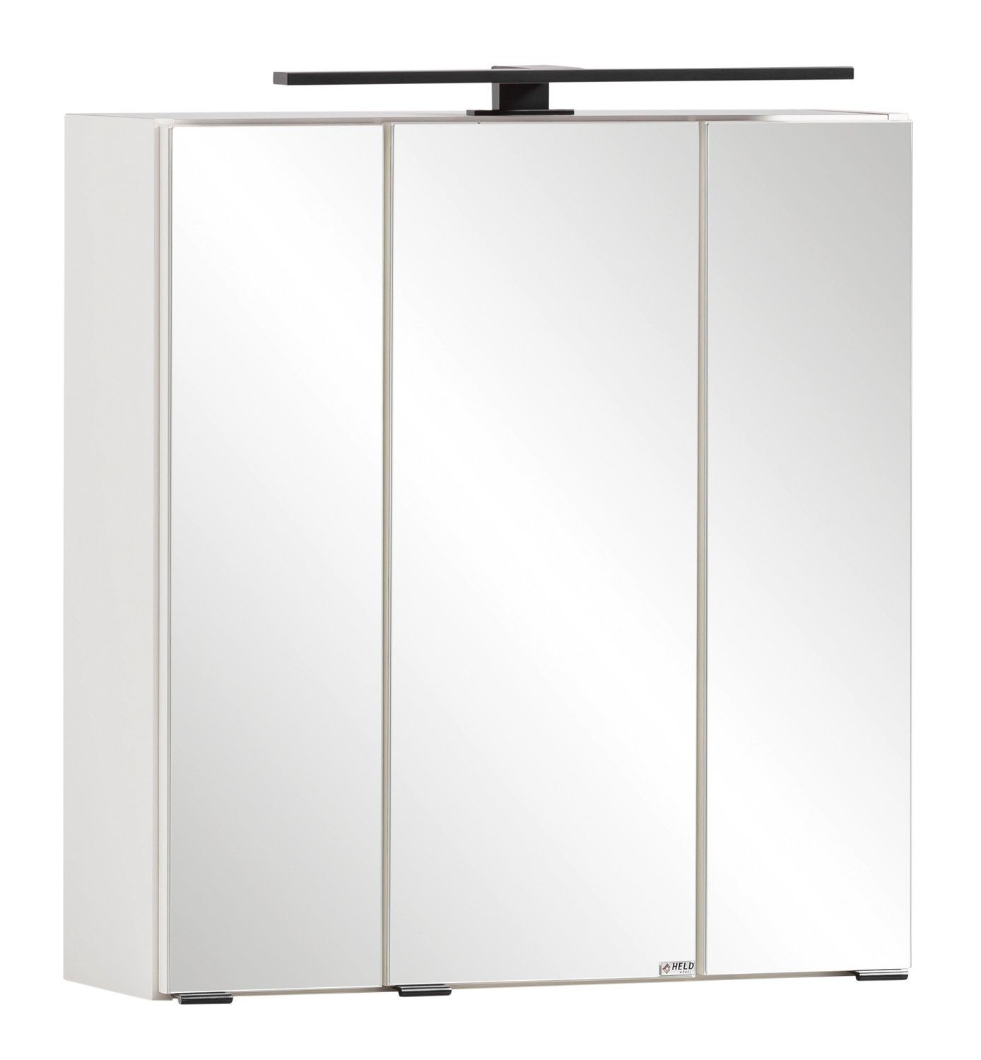 Spiegel LED-Aufsatzleuchte cm, weiß MÖBEL HELD Spiegelschrank mit / | H B MERAN, Korpus Weiß, 64 x weiß Front 60 cm