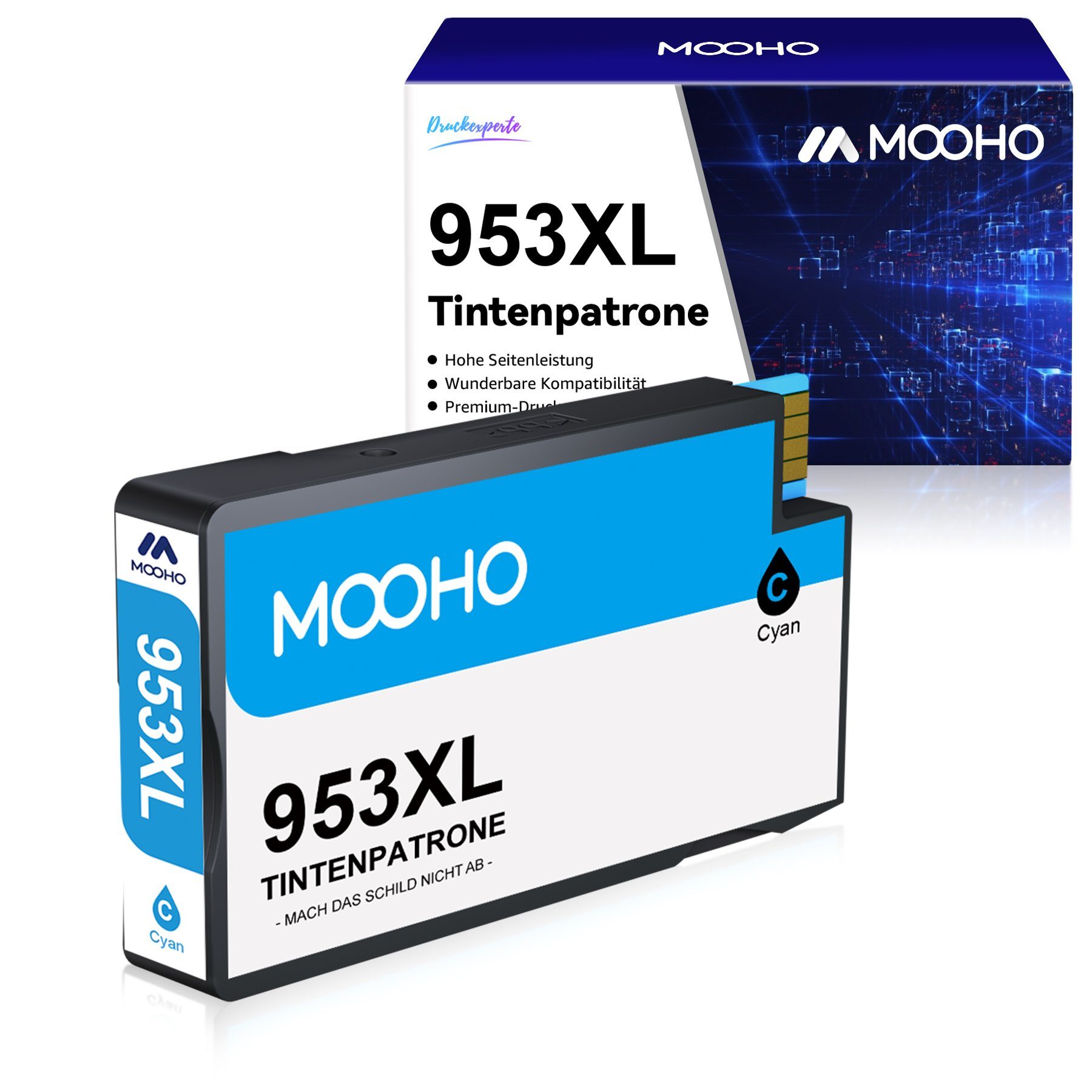 Update 953XL Tintenpatrone MOOHO Neueste Cyan 953 Chip Ersatz Kompatibel XL