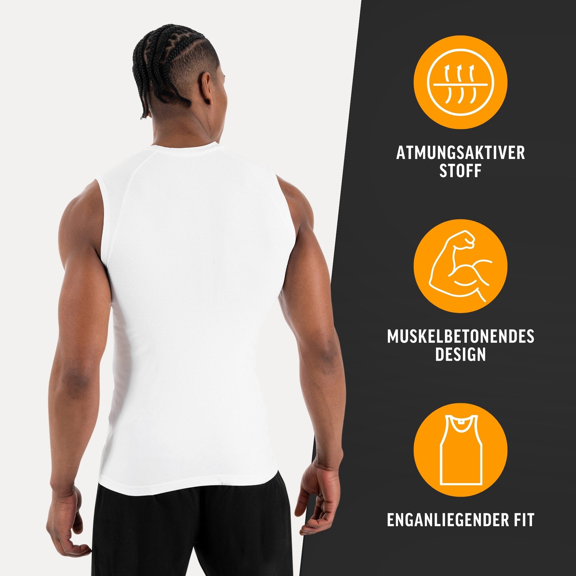 Smilodox Tanktop Carnos, Compression Tank Herren, Gym Shirt Seamless, Fitness Enganliegend, Seamless, Body-Mapping, atmungsaktiv, Stretch