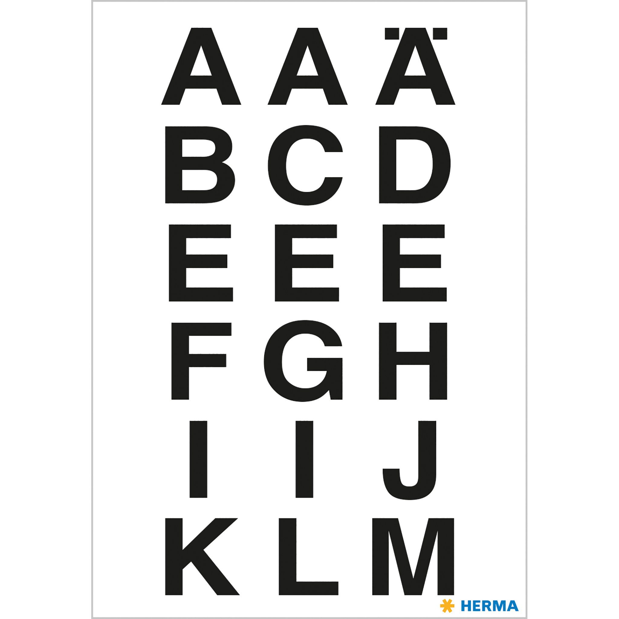 HERMA Aufkleber HERMA Buchstaben-Sticker A-Z, Folie schwarz, 20 x 20 mm 4135