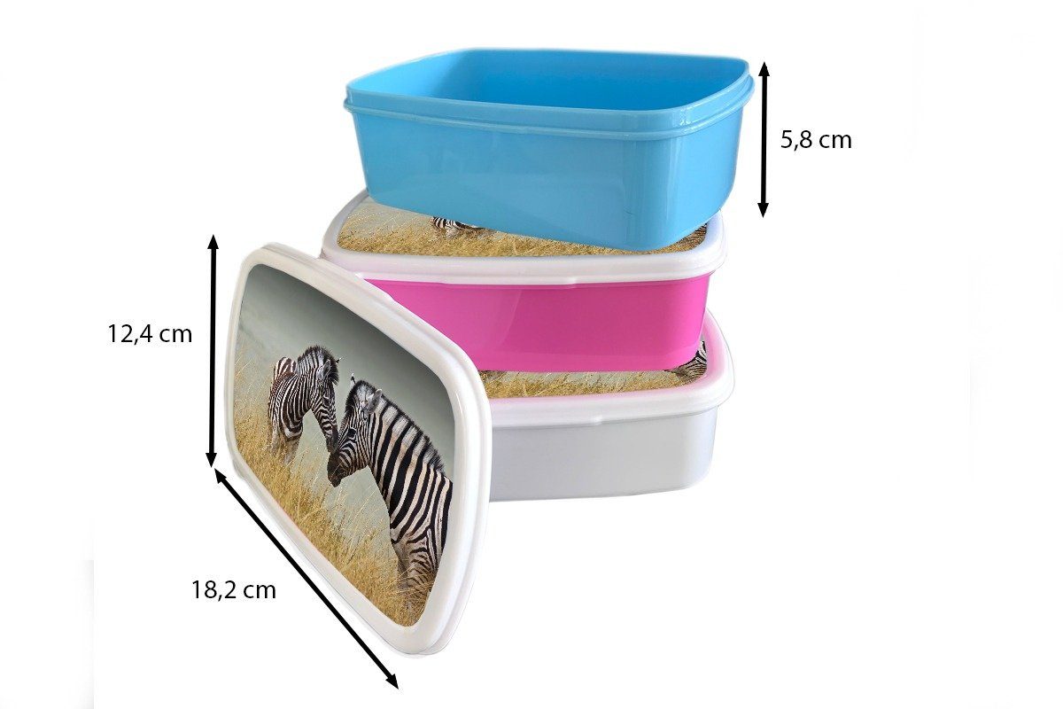Brotbox weiß Zebramutter und Kinder Brotdose, und und MuchoWow Kalb, Erwachsene, Mädchen Jungs Kunststoff, für für ihr Lunchbox (2-tlg),