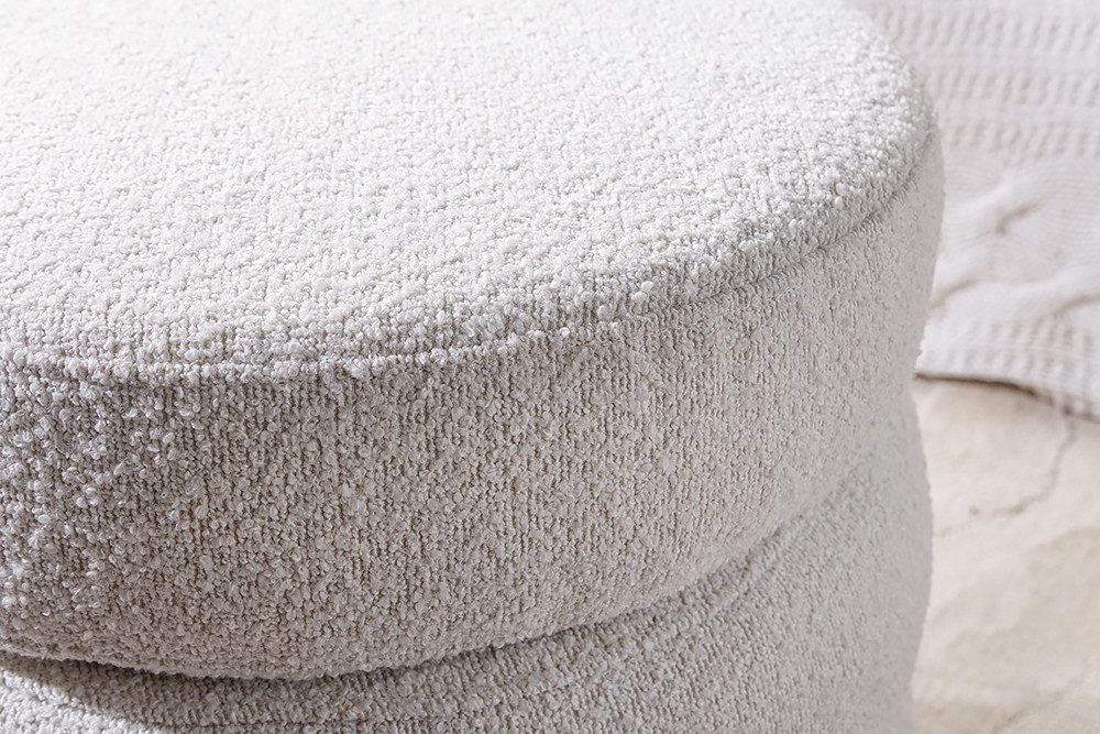 riess-ambiente Sitzhocker VOGUE Ø50cm creme weiß (Einzelartikel, 1 St), Wohnzimmer · Bouclé · rund · mit Stauraum · Scandinavian Design