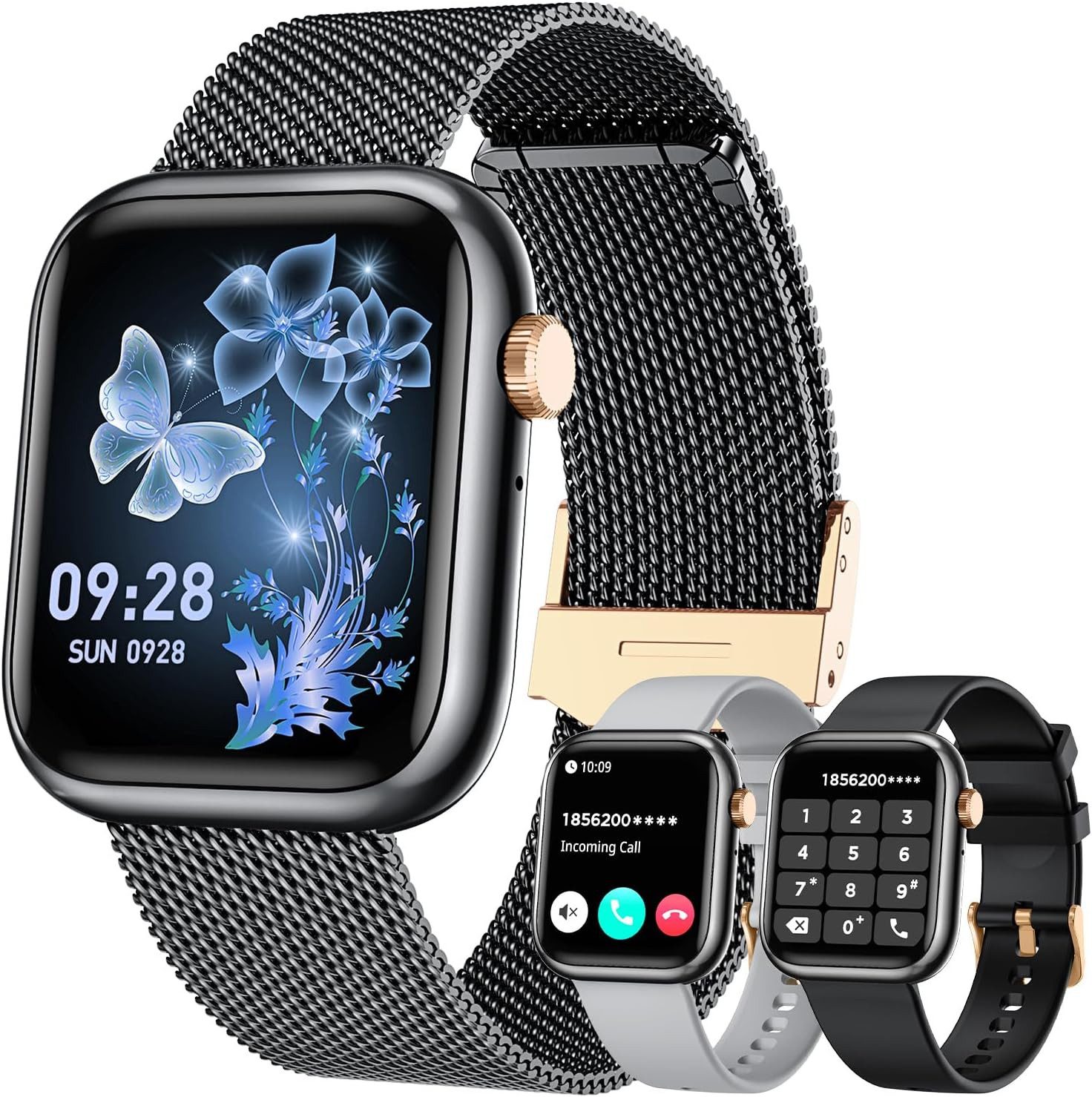 TAOLOON G104bk Smartwatch (4,6 cm, android ios), Damen Smartwatch mit 1.83 Zoll Touchscreen und Telefonfunktion