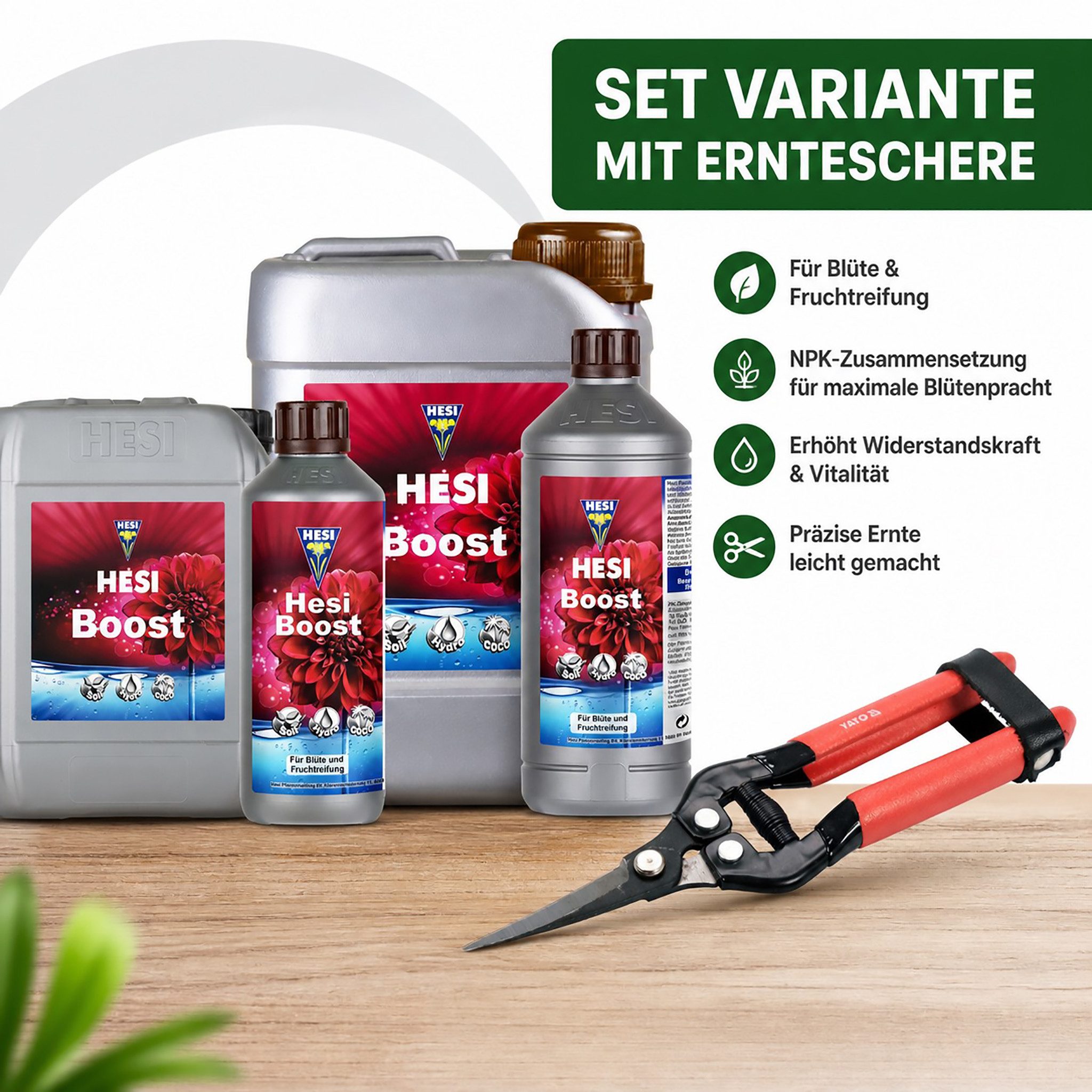 ECI Tools Pflanzendünger HESI Boost Blütedünger Grow Blühbescheuniger + Ernteschere inklusive, 1 l HESI Boost Blühbescheuniger + Ernteschere, 2-St. – Bild 5 von 5