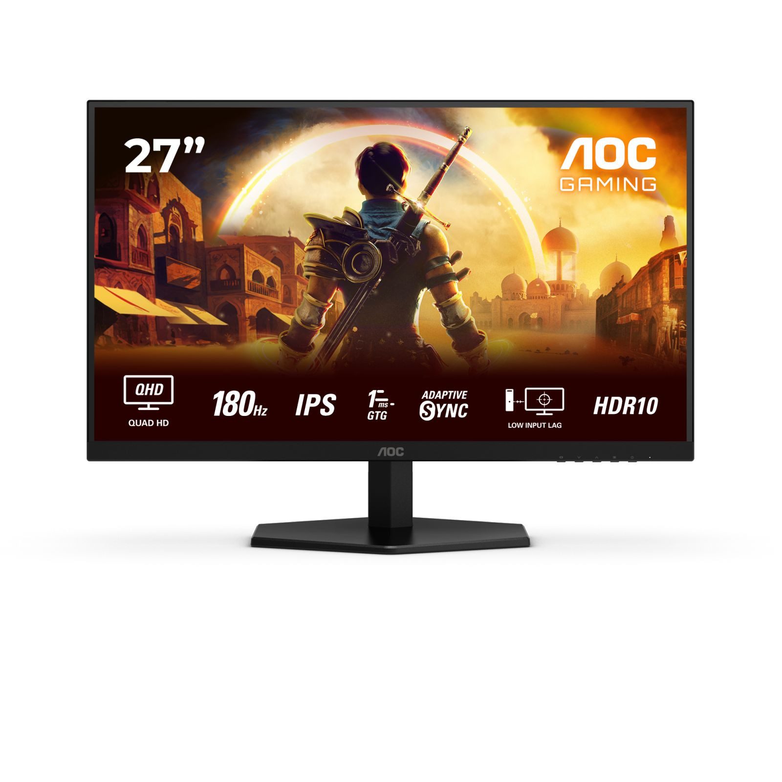 AOC Gaming Q27G42XE - LED - Gaming - 68.6 cm (27) - 2560 x 1440 QHD @ 180 TFT-Monitor (2560 x 1440 px, Quad HD, 1 ms Reaktionszeit, 180 Hz, Fast IPS, Adaptive-Sync, Lautsprecher, HDCP, HDR, Kopfhörerbuchse)