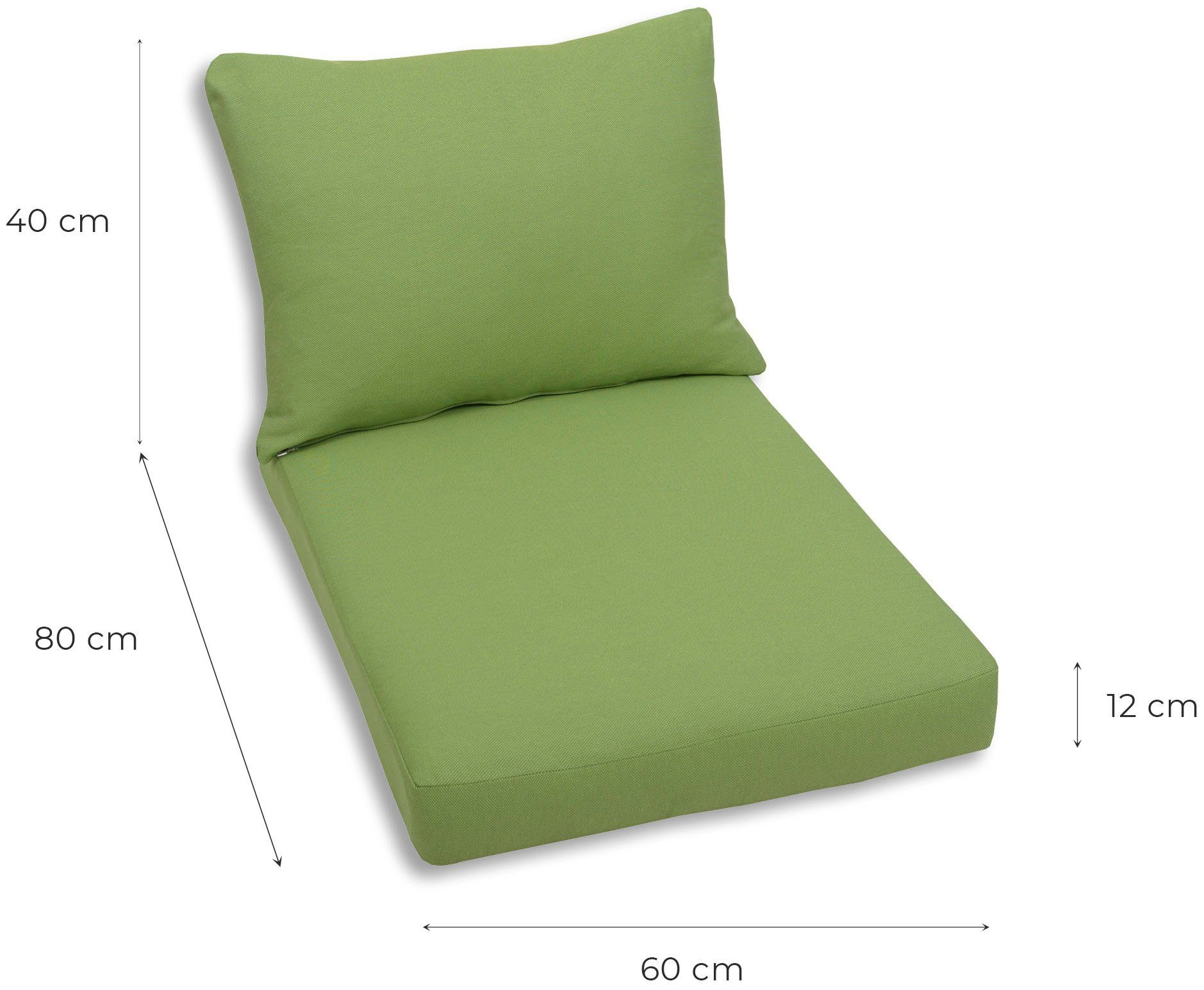 Palette 60x80 cm Palettenkissen, 12 Sitz- für 1 2 Rückenkissen und GO-DE cm, gepolstert, 2