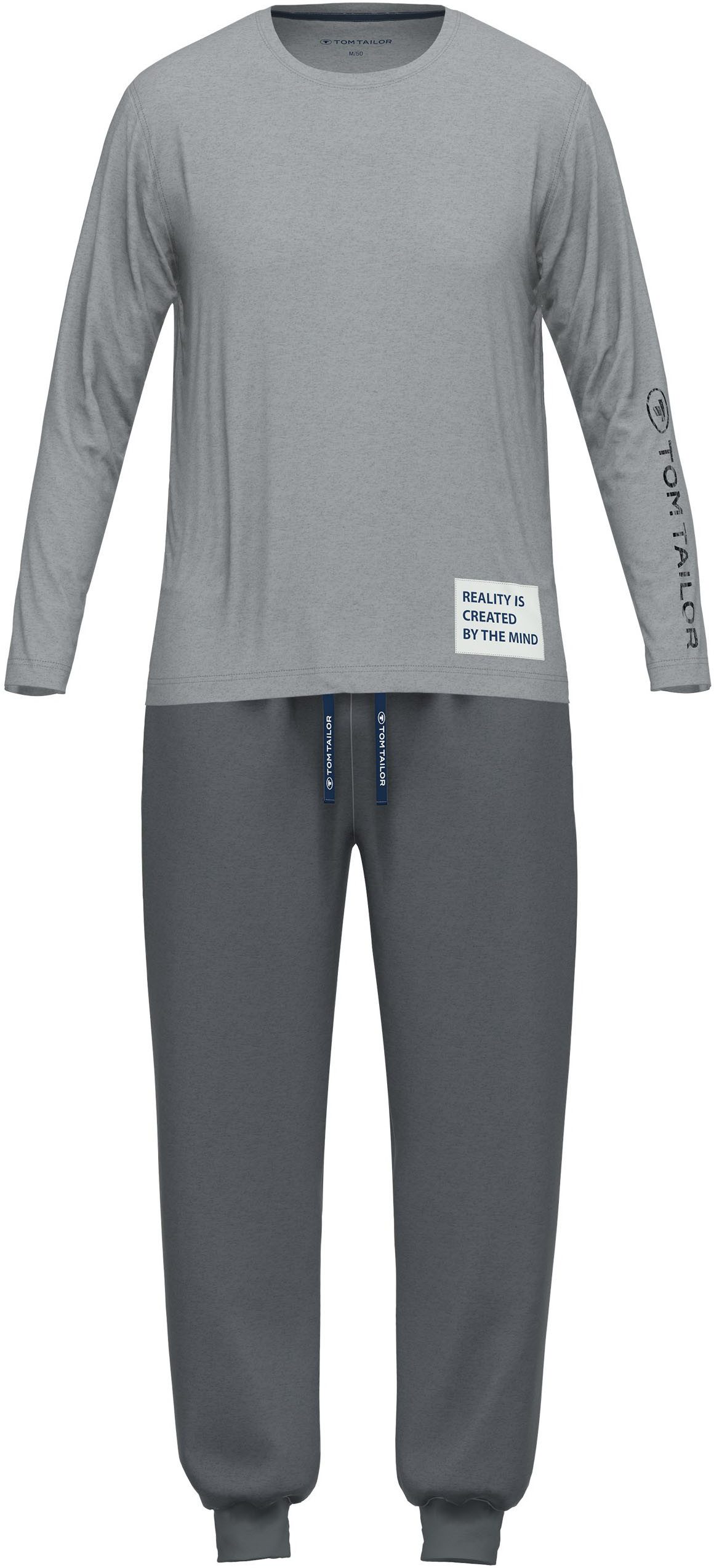 TOM TAILOR Pyjama mit Print, Langarm, Rundhalsausschnitt, lange Hose, atmun günstig online kaufen