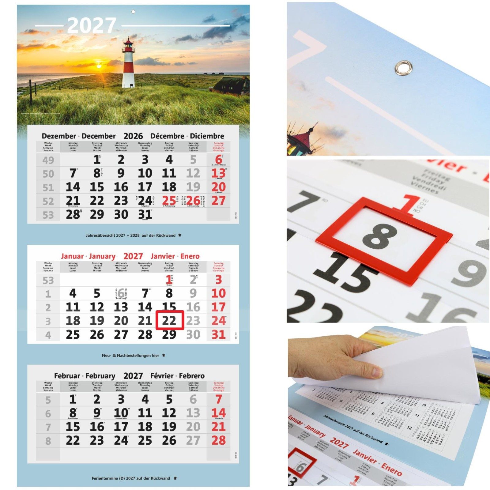 Anschütz Wandkalender Bildkalender 3-Monatskalender 2027