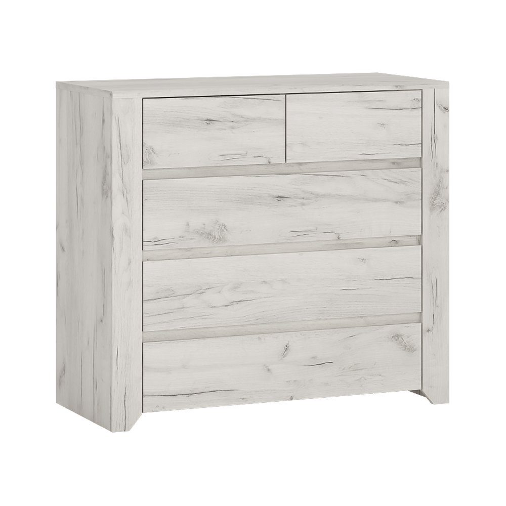 Lomadox Kommode AMANTEA-129, Schubladenkommode, Craft Eiche weiß, 84cm