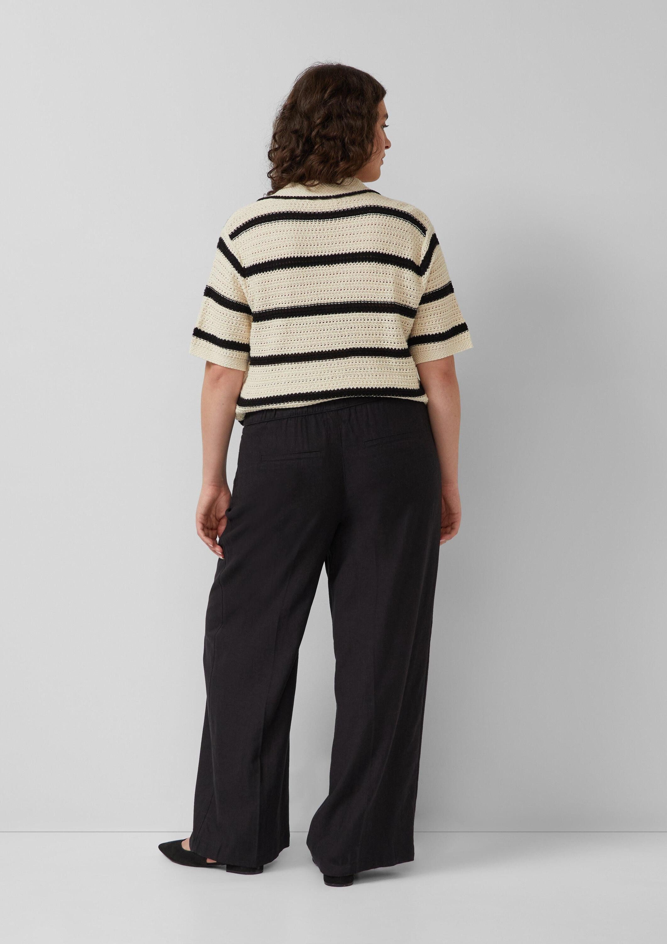 s.Oliver Chinos Hose Wide-Leg-Hose aus Leinenmix mit elastischem Bund