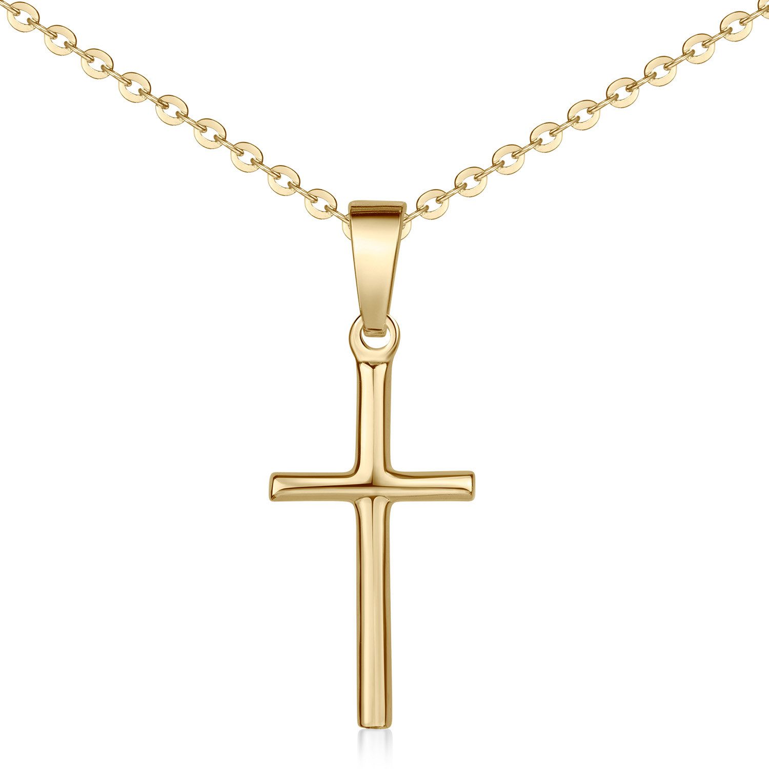 Kreuzanhänger Damen Gold Kreuz Religion klein filigran KA-305
