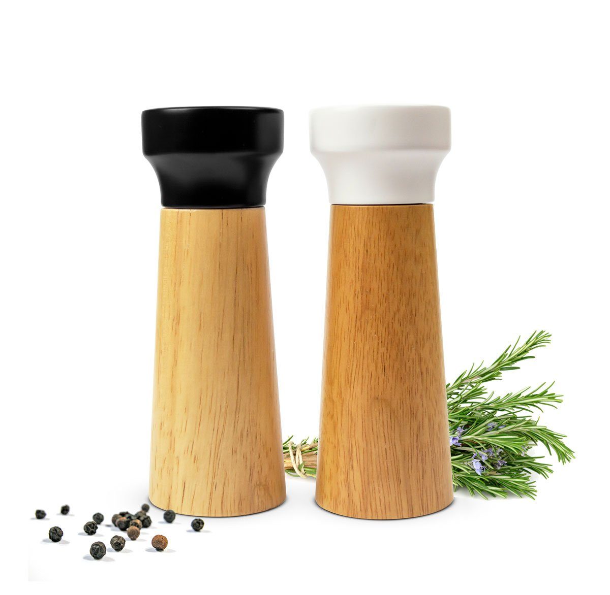 Salz-/Pfeffermühle Set Akazienholz Keramikmahlwerk Mühle Gewürzmühle