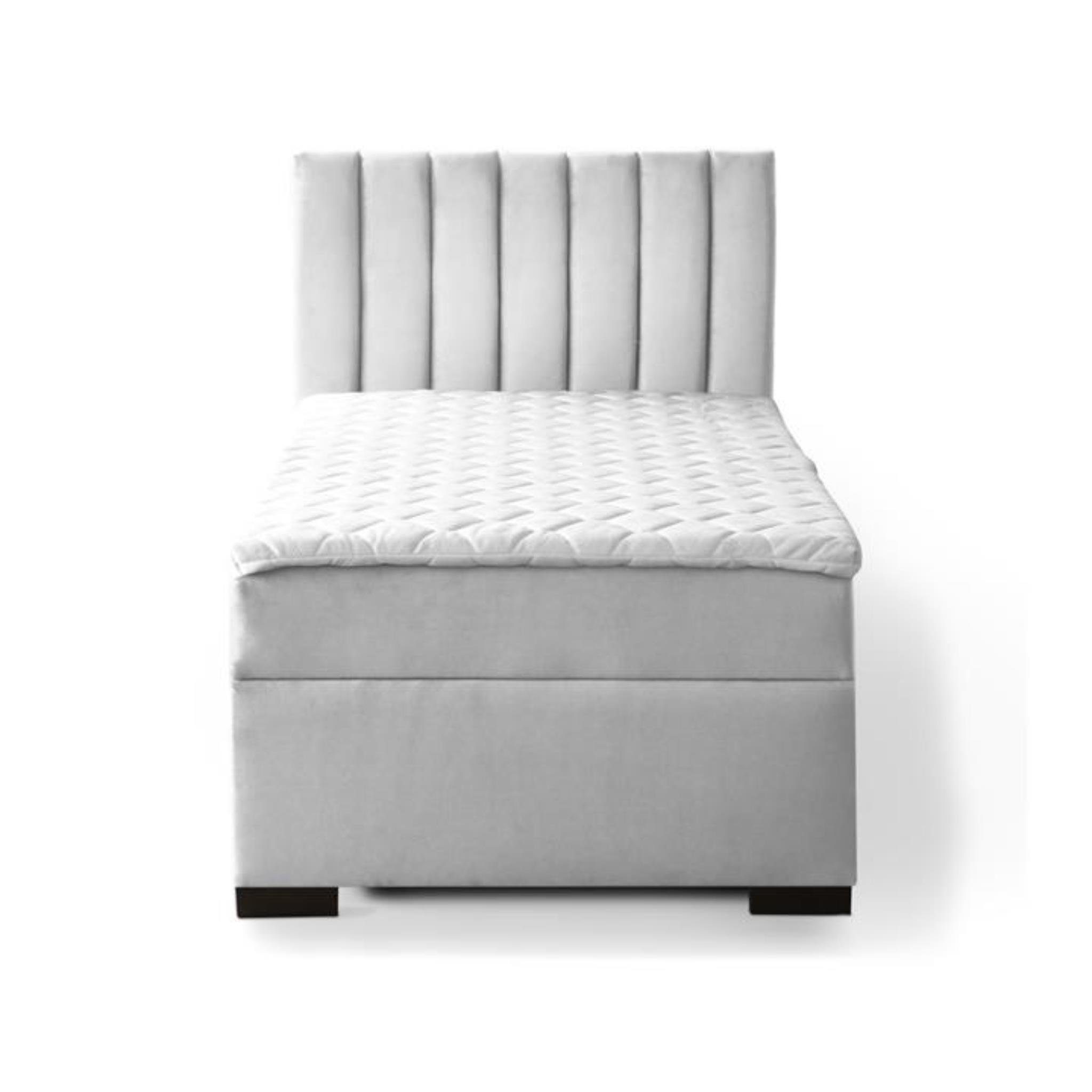 inkl. Boxspring Eric (mono (kleines Einzelbett Boxspringbett Topper, Beautysofa Bett, Bettkasten), Stil, im 90 cm Grau 244) modernes Federkernmatratze,